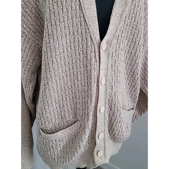 VTG John Henry USA Cardigan  XL Beige Old Money Heritage Cabin Collegiate Core - Picture 4 of 9